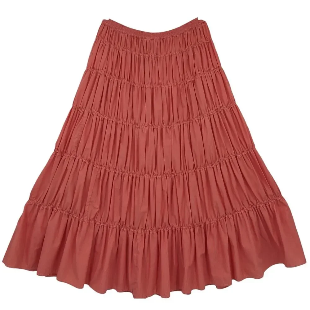 SALE! Vintage SPIEGEL Tiered Gypsy Hippie MAXI SKIRT Salmon Orange Med to XLarge